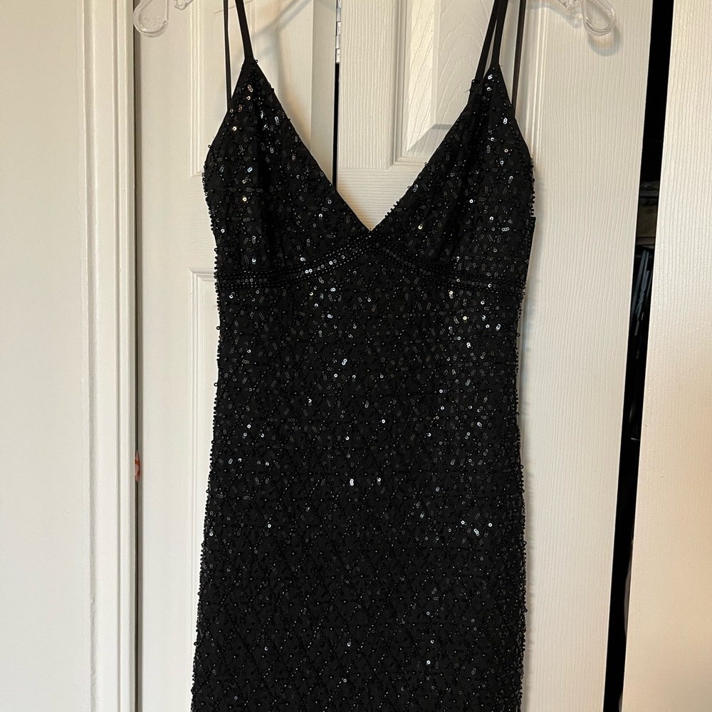 Black Beaded Mini Dress